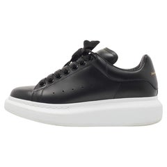 Alexander McQueen Black Leather Oversized Low Top Sneakers Size 35