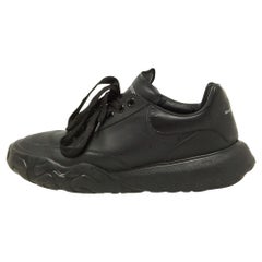 Used Alexander McQueen Black Leather Oversized Runner Low Top Sneakers Size 44