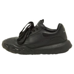 Alexander McQueen Black Leather Oversized Runner Low Top Sneakers Size 44