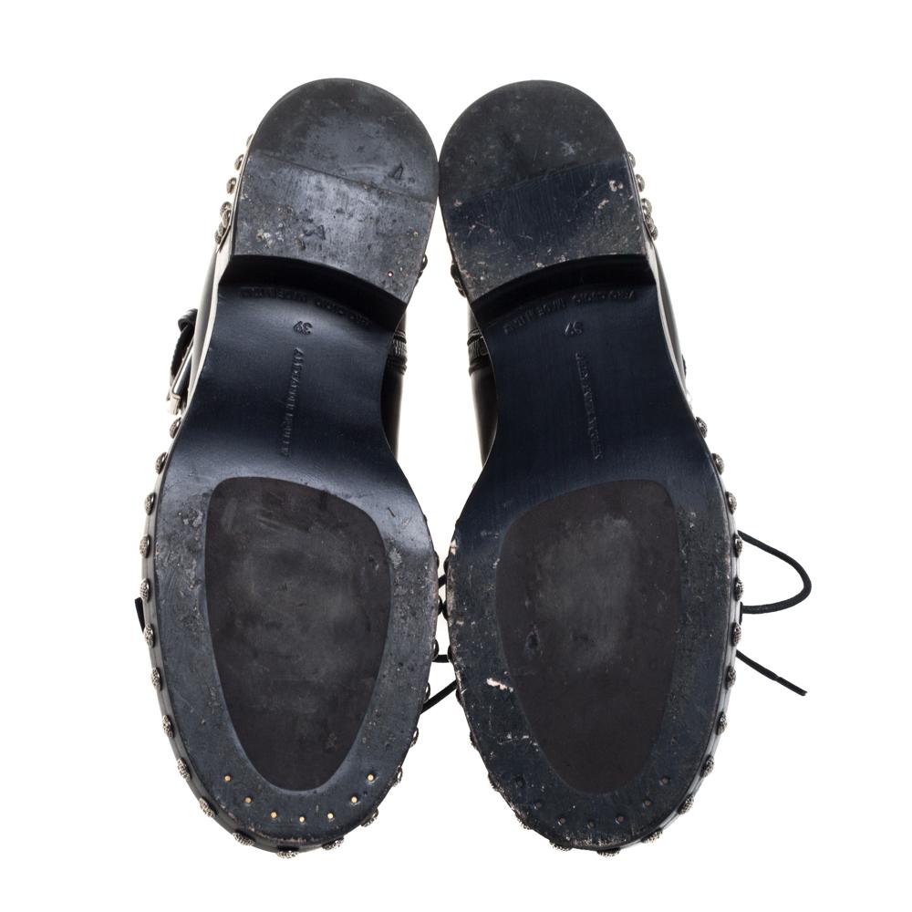 Women's Alexander McQueen Black Leather Pelles Cuoio Boots Size 39