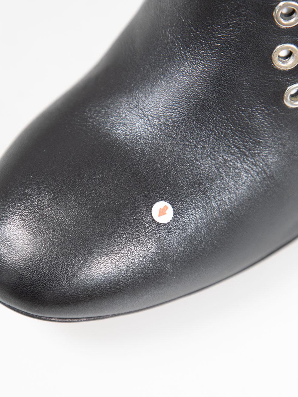 Alexander McQueen Black Leather Perforated Heeled Boots Size IT 37 For Sale 5