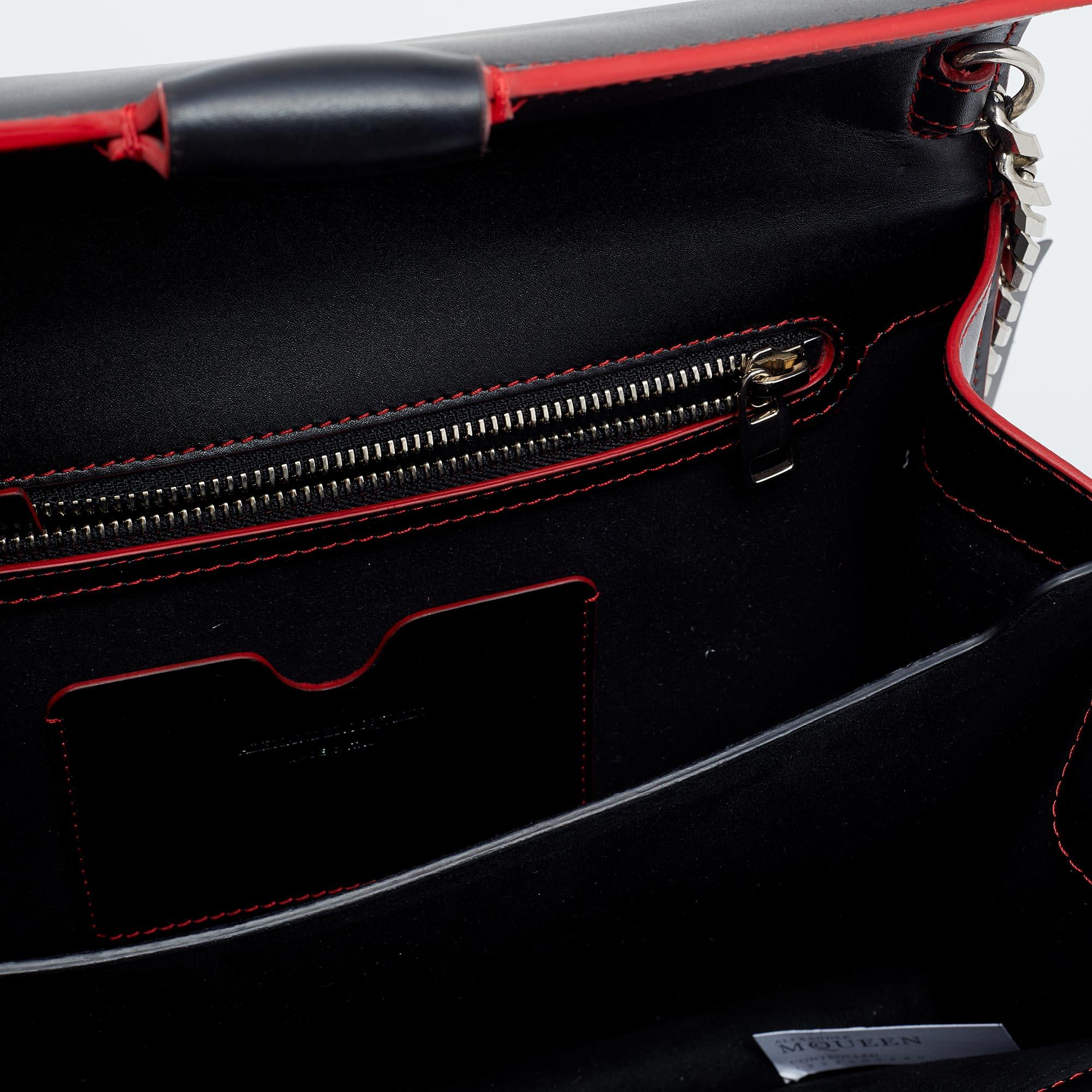 Alexander McQueen Black Leather Pin Chain Shoulder Bag 1