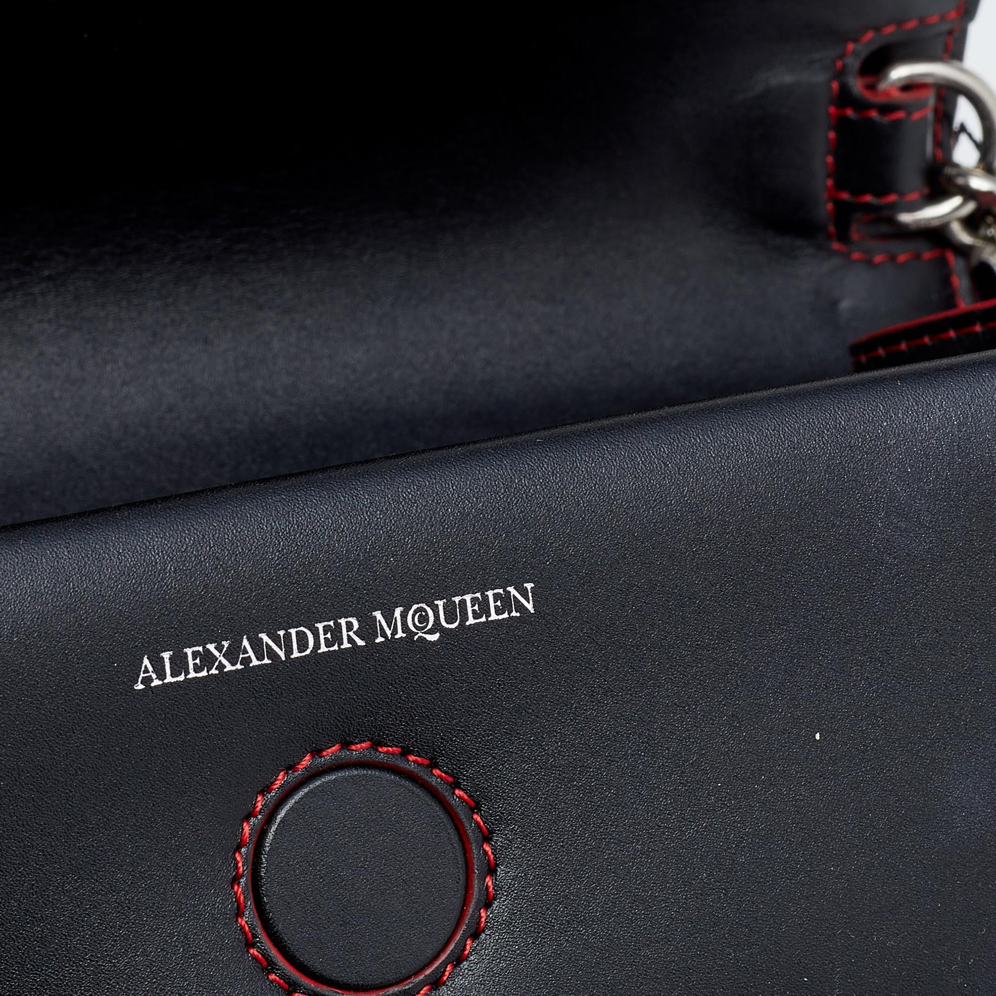 Alexander McQueen Black Leather Pin Chain Shoulder Bag 3