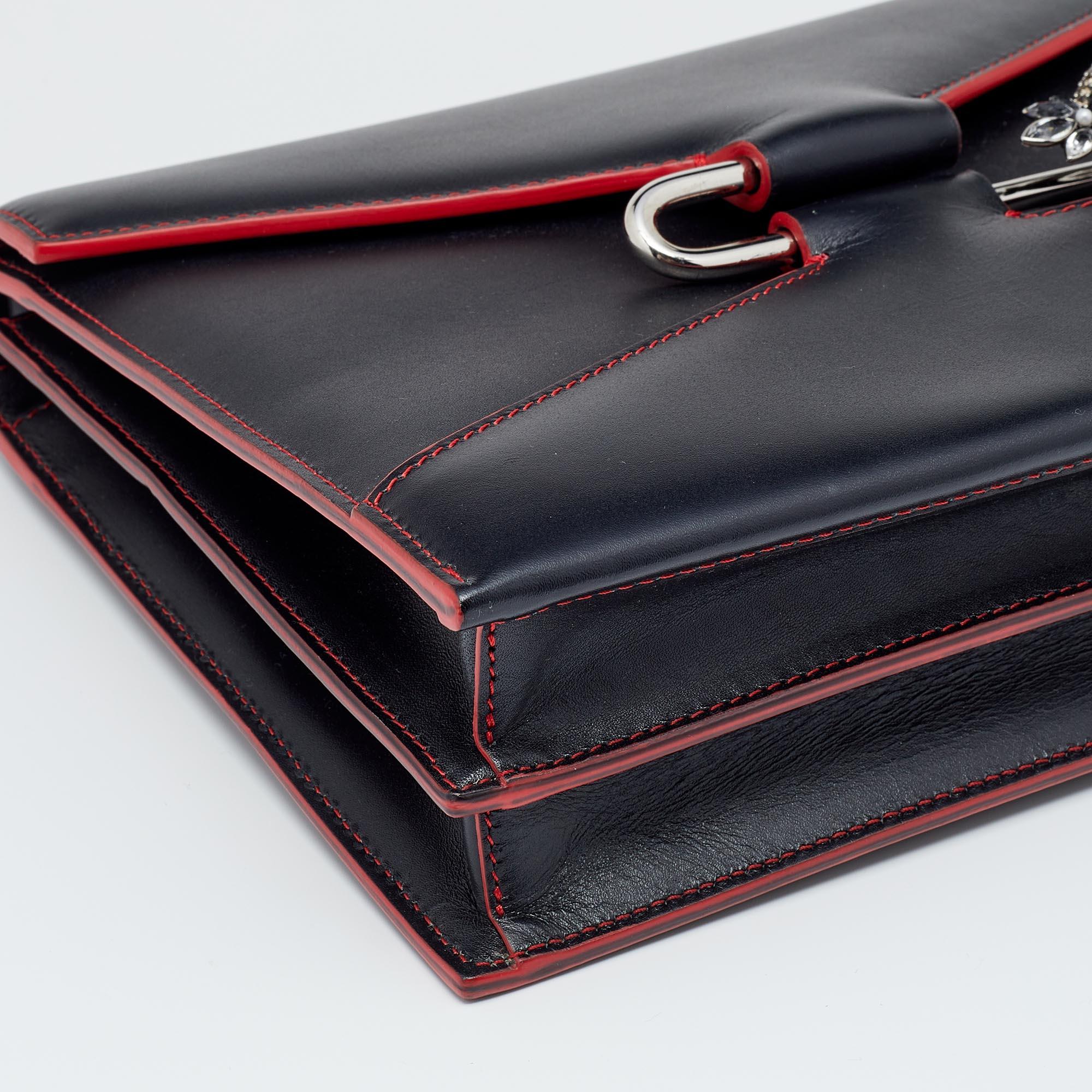 Alexander McQueen Black Leather Pin Chain Shoulder Bag 4