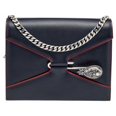 Alexander McQueen Black Leather Pin Chain Shoulder Bag