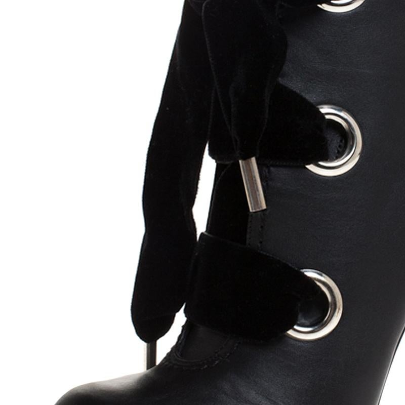 Alexander McQueen Black Leather Platform Ankle Booties Size 40 1