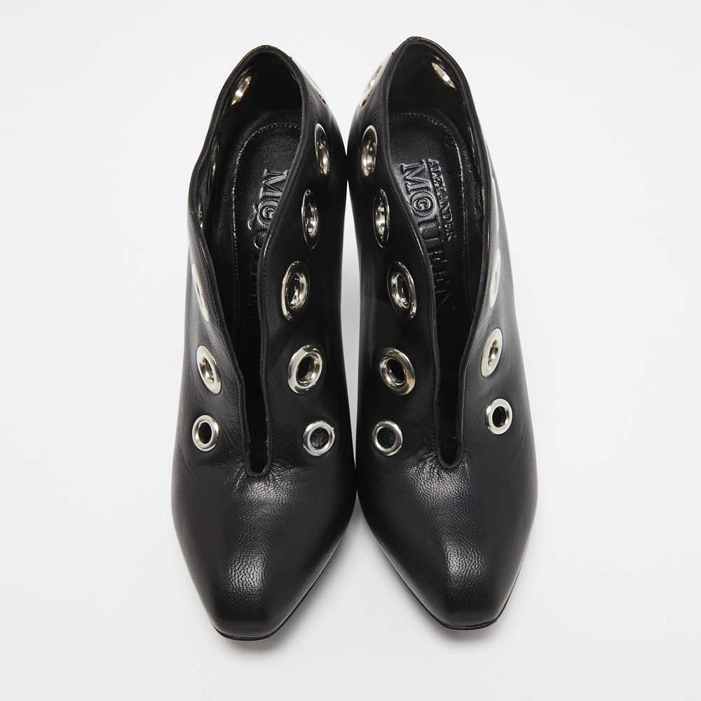 Alexander McQueen Black Leather Platform Booties Size 36 1
