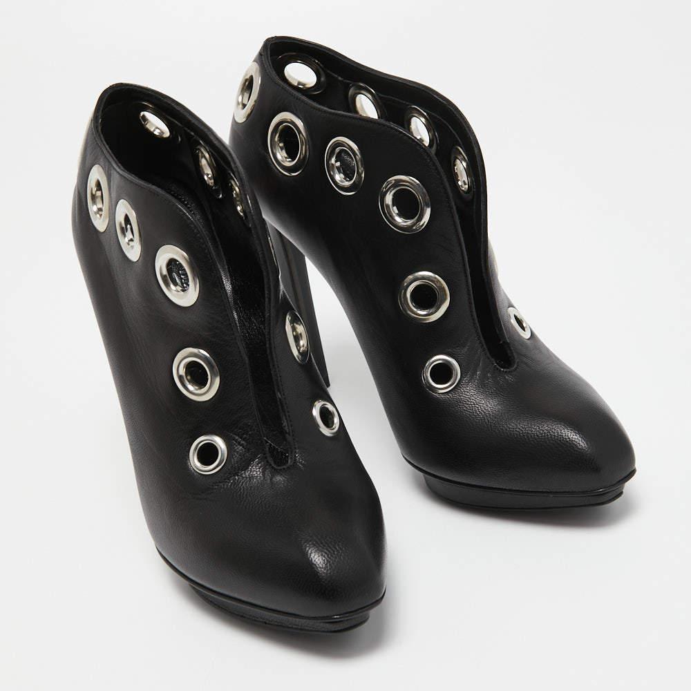 Alexander McQueen Black Leather Platform Booties Size 36 3