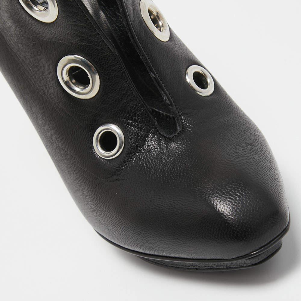 Alexander McQueen Black Leather Platform Booties Size 36 4
