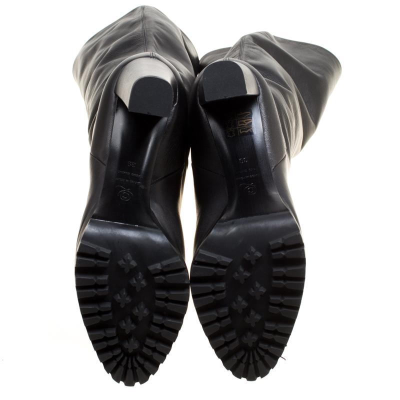 Alexander McQueen Black Leather Platform Knee Boots Size 39 1