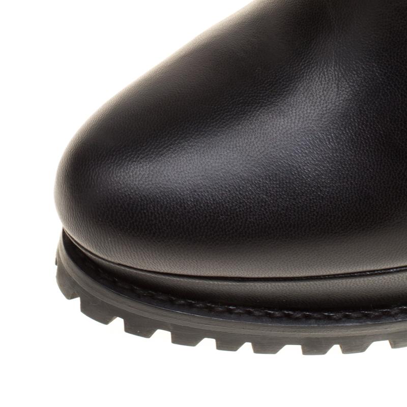 Alexander McQueen Black Leather Platform Knee Boots Size 39 3