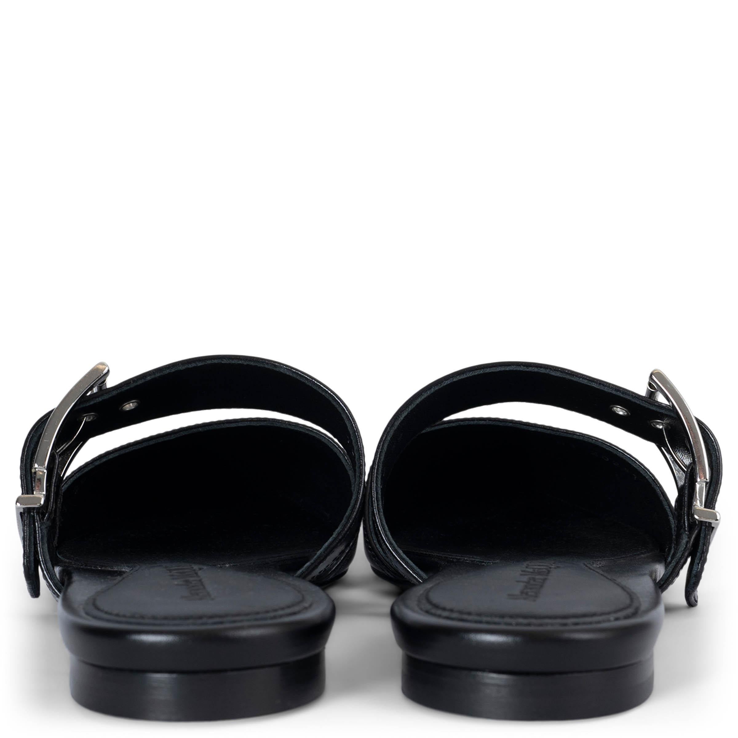 ALEXANDER MCQUEEN black leather PUNK 10MM Mules Flats Shoes 39 In Excellent Condition In Zürich, CH