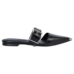 ALEXANDER MCQUEEN black leather PUNK 10MM Mules Flats Shoes 39