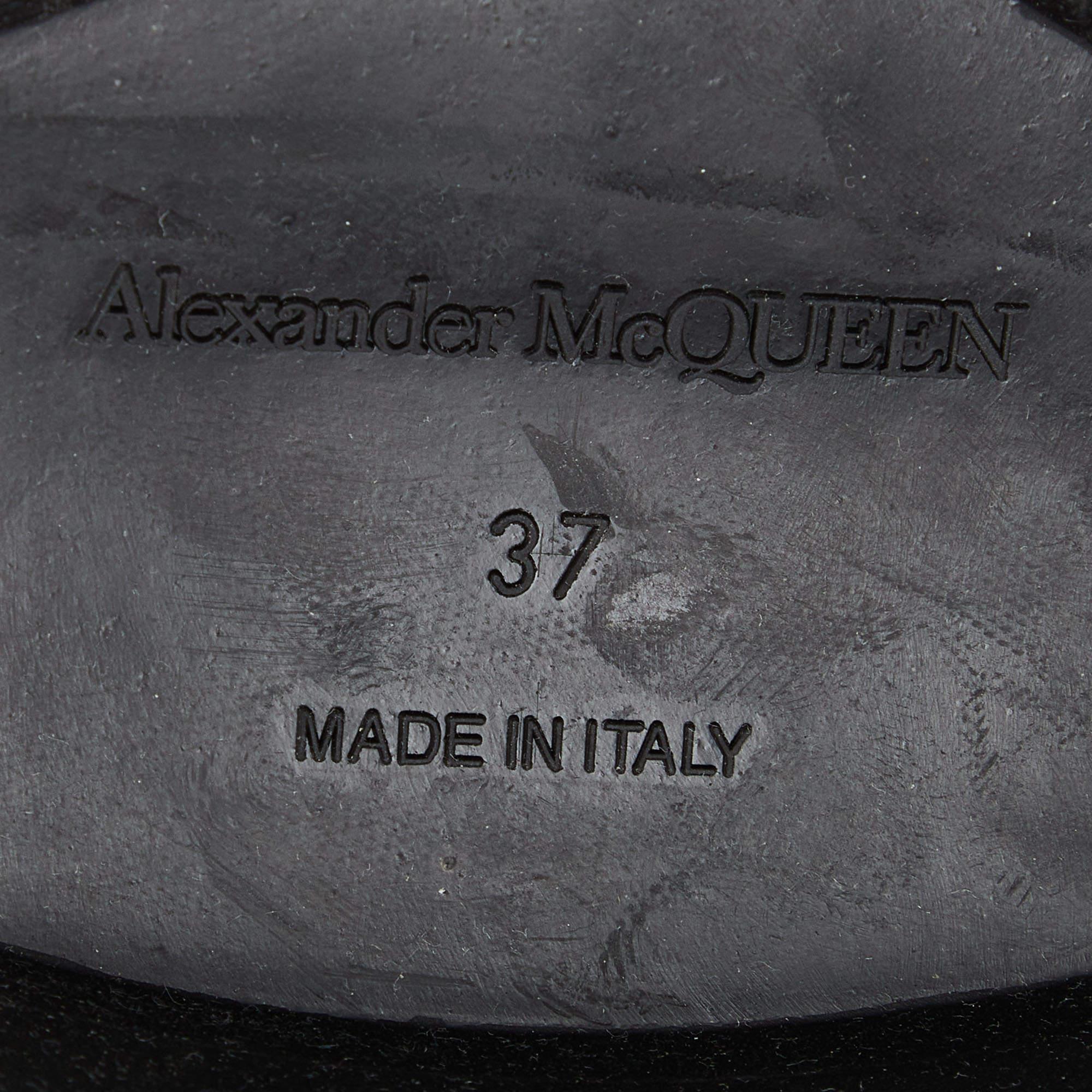 Alexander McQueen Black Leather Rave Buckle Ankle Boots Size 37 For Sale 3