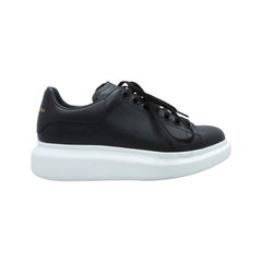 Alexander McQueen Black Leather Round-Toe Sneakers