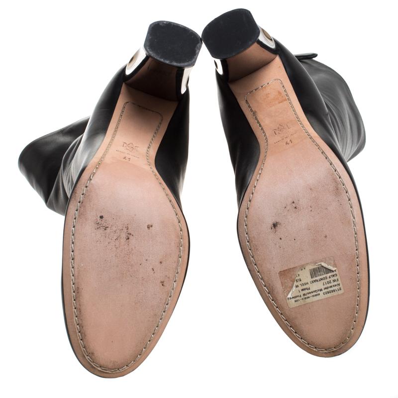 Alexander McQueen Black Leather Sculpted Heel Mid Calf Boots Size 41 3