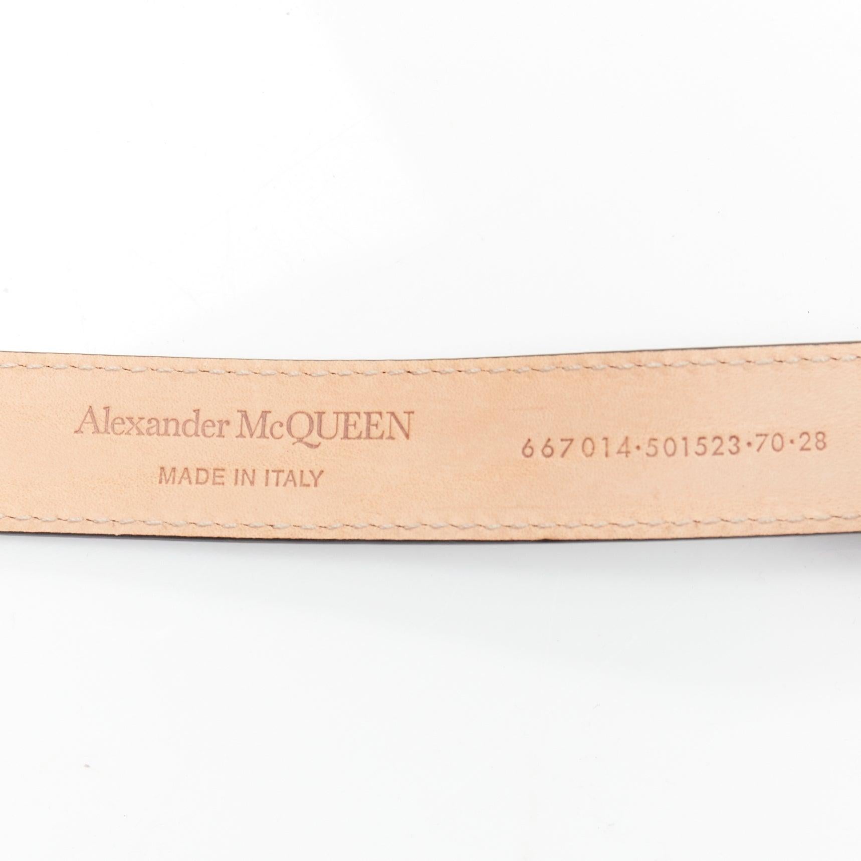ALEXANDER MCQUEEN black leather silver chunky metal chain wrap belt 70cm For Sale 3