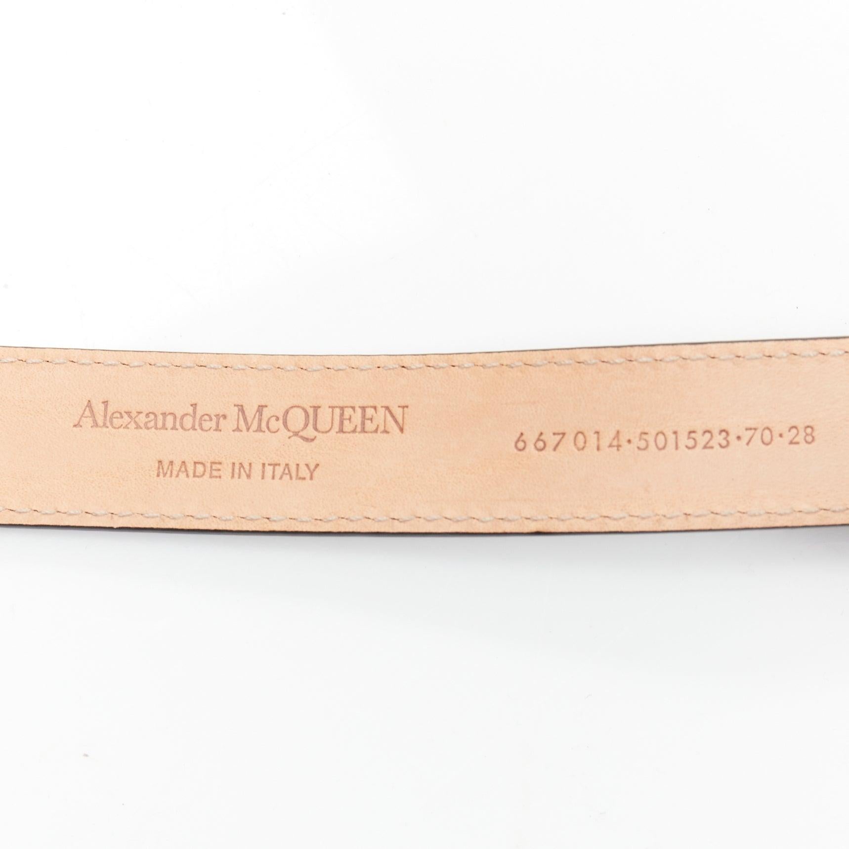 Alexander McQueen - Ceinture en cuir noir avec chaîne en métal argenté 70cm en vente 4