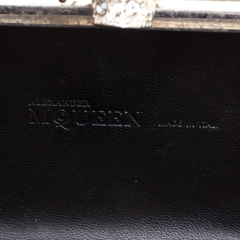 Alexander McQueen Black Leather Skull Box Clutch 3