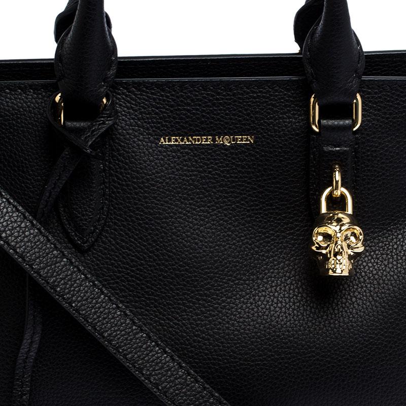 Women's Alexander McQueen Black Leather Skull Padlock Tote