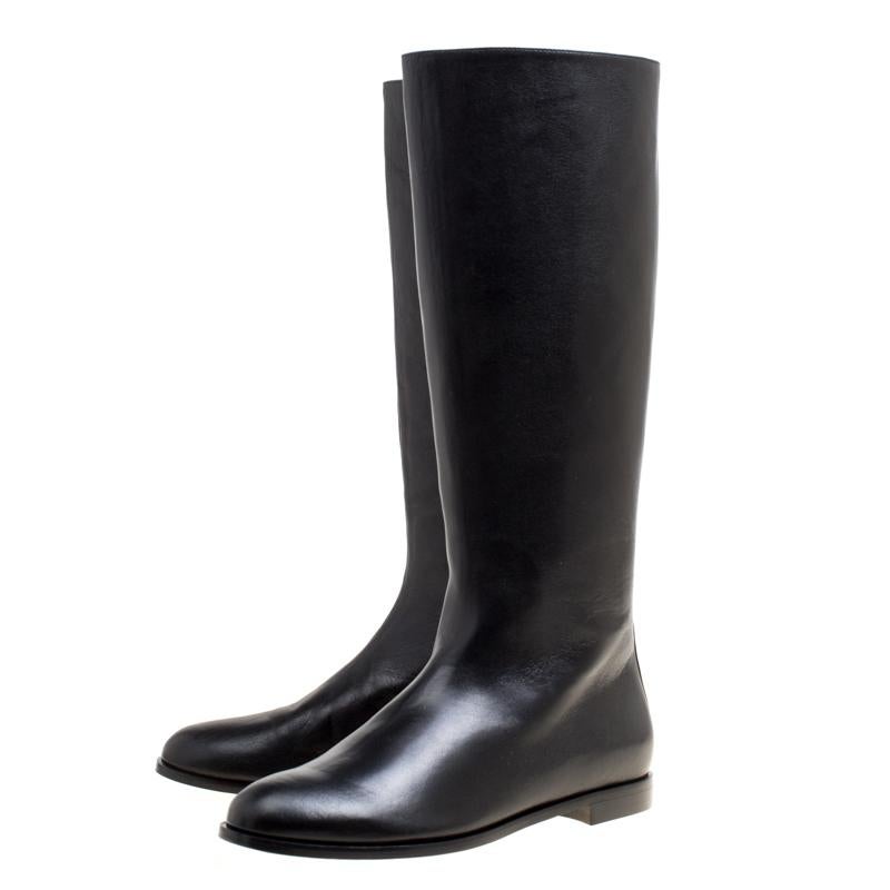 Women's Alexander McQueen Black Leather Spike Studded Knee Boots Size 41