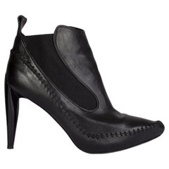 ALEXANDER MCQUEEN black leather STITCHING DETAIL Ankle Boots Shoes 39.5