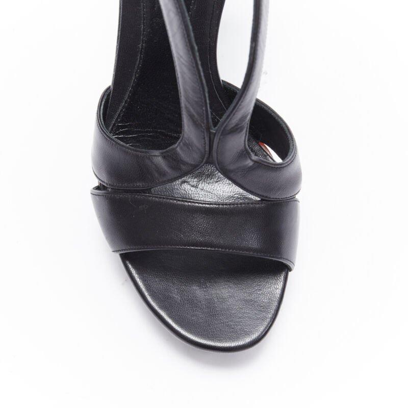 ALEXANDER MCQUEEN black leather strap tortoise resin platform heels sandals EU37 2