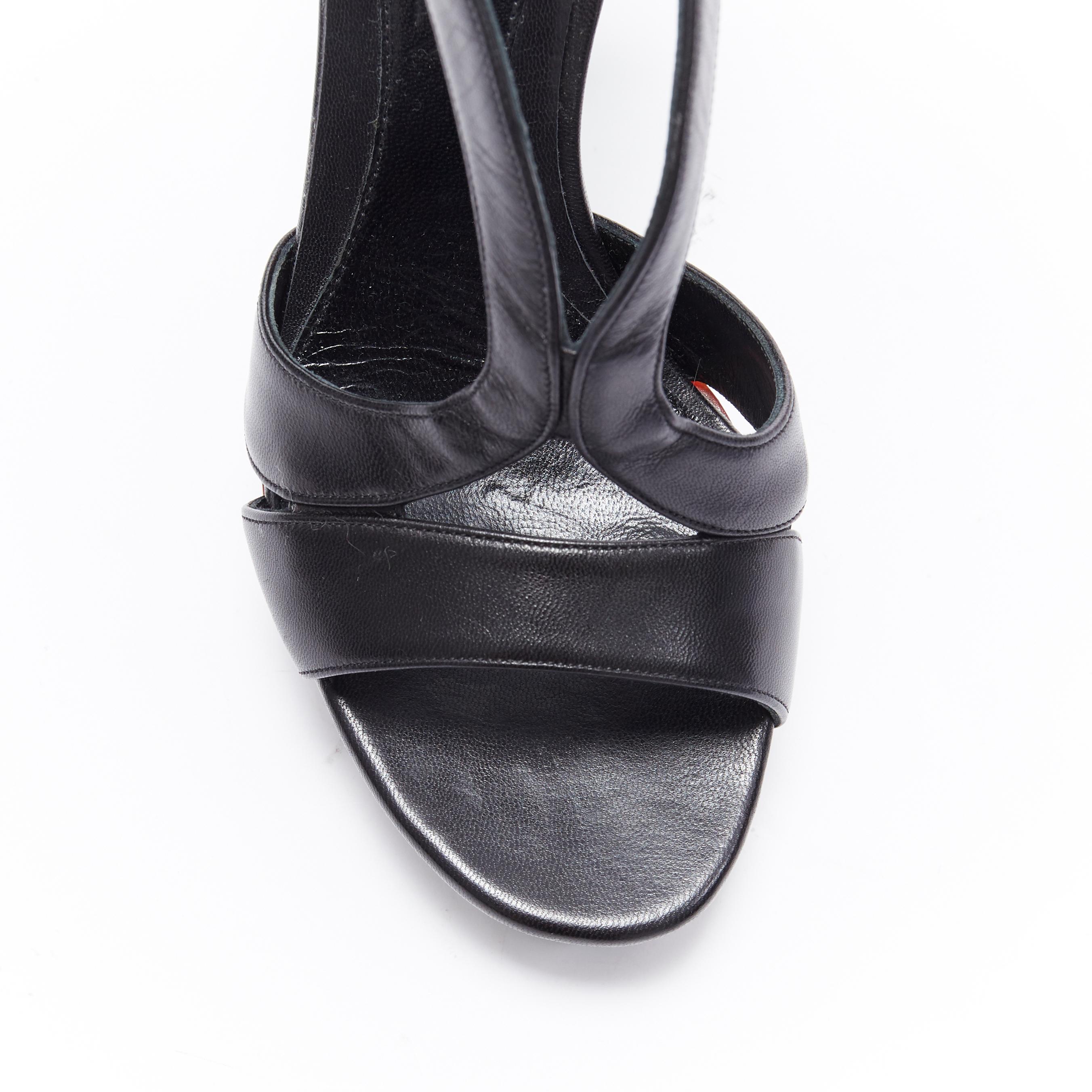 ALEXANDER MCQUEEN black leather strap tortoise resin platform heels sandals EU37 In Good Condition For Sale In Hong Kong, NT