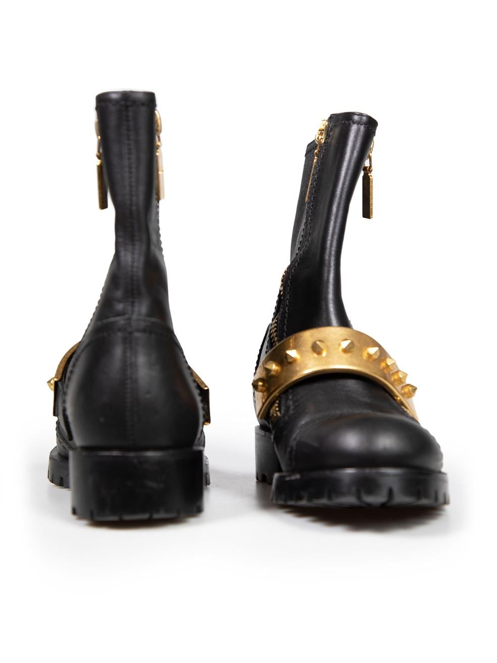Alexander McQueen Black Leather Stud Biker Boots Size IT 35.5 In Good Condition For Sale In London, GB
