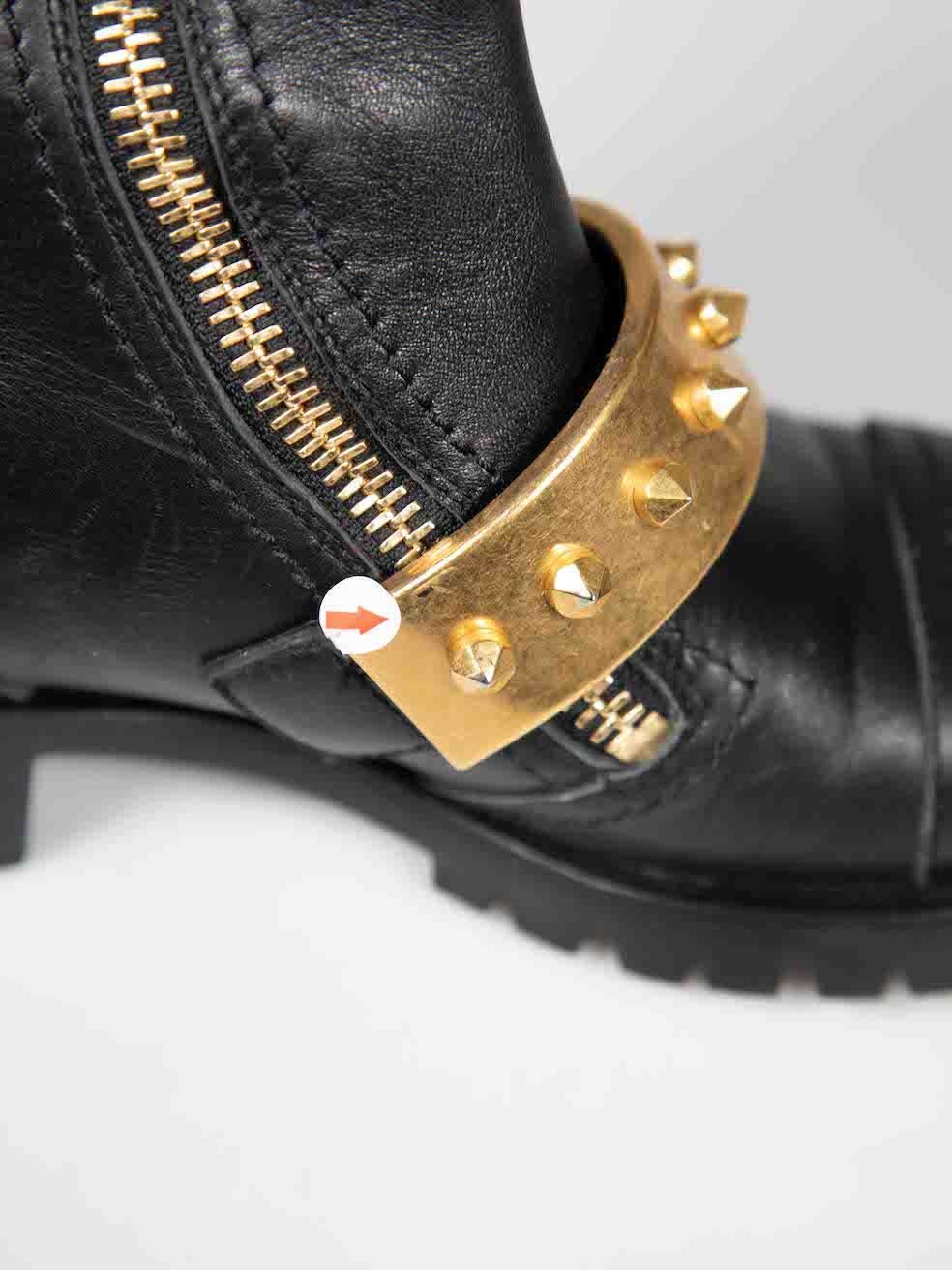 Alexander McQueen Black Leather Stud Biker Boots Size IT 35.5 For Sale 2