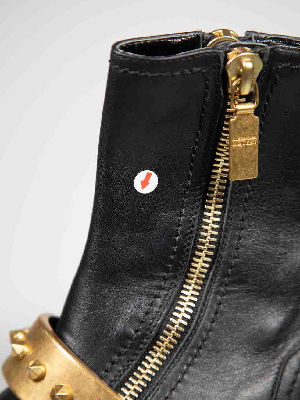 Alexander McQueen Black Leather Stud Biker Boots Size IT 35.5 For Sale 4