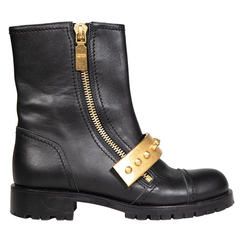 Alexander McQueen Stivali Biker in pelle nera con borchie Taglia IT 35.5
