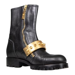 Alexander McQueen Bottes motardes en cuir noir à clous Taille IT 35.5