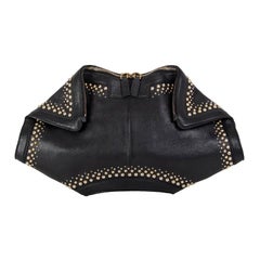 ALEXANDER MCQUEEN black leather STUDDED DE MANTA Clutch Bag