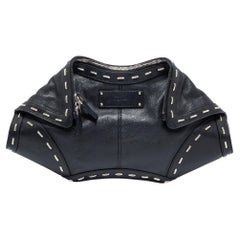 Alexander McQueen Black Leather Studded De Manta Clutch