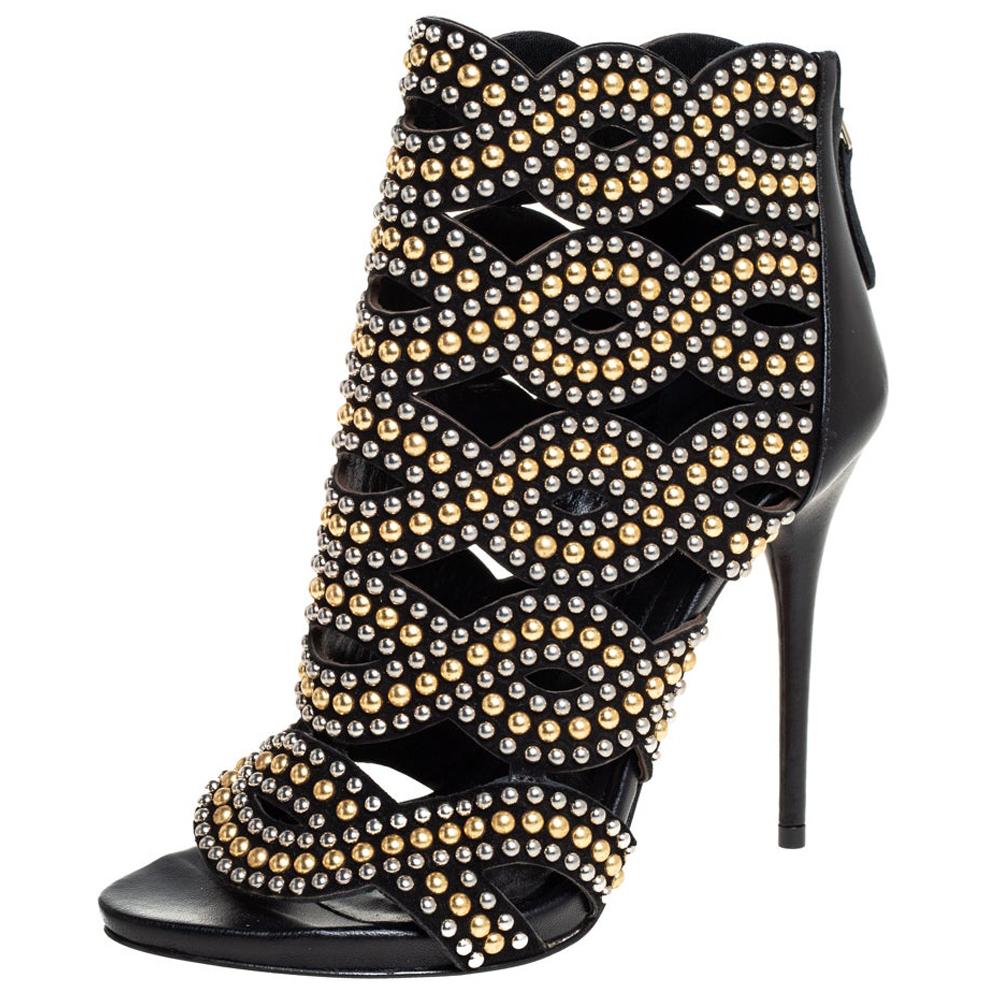 studded peep toe booties