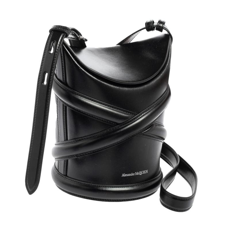 Women's Alexander McQueen Black Leather The Curve Bag