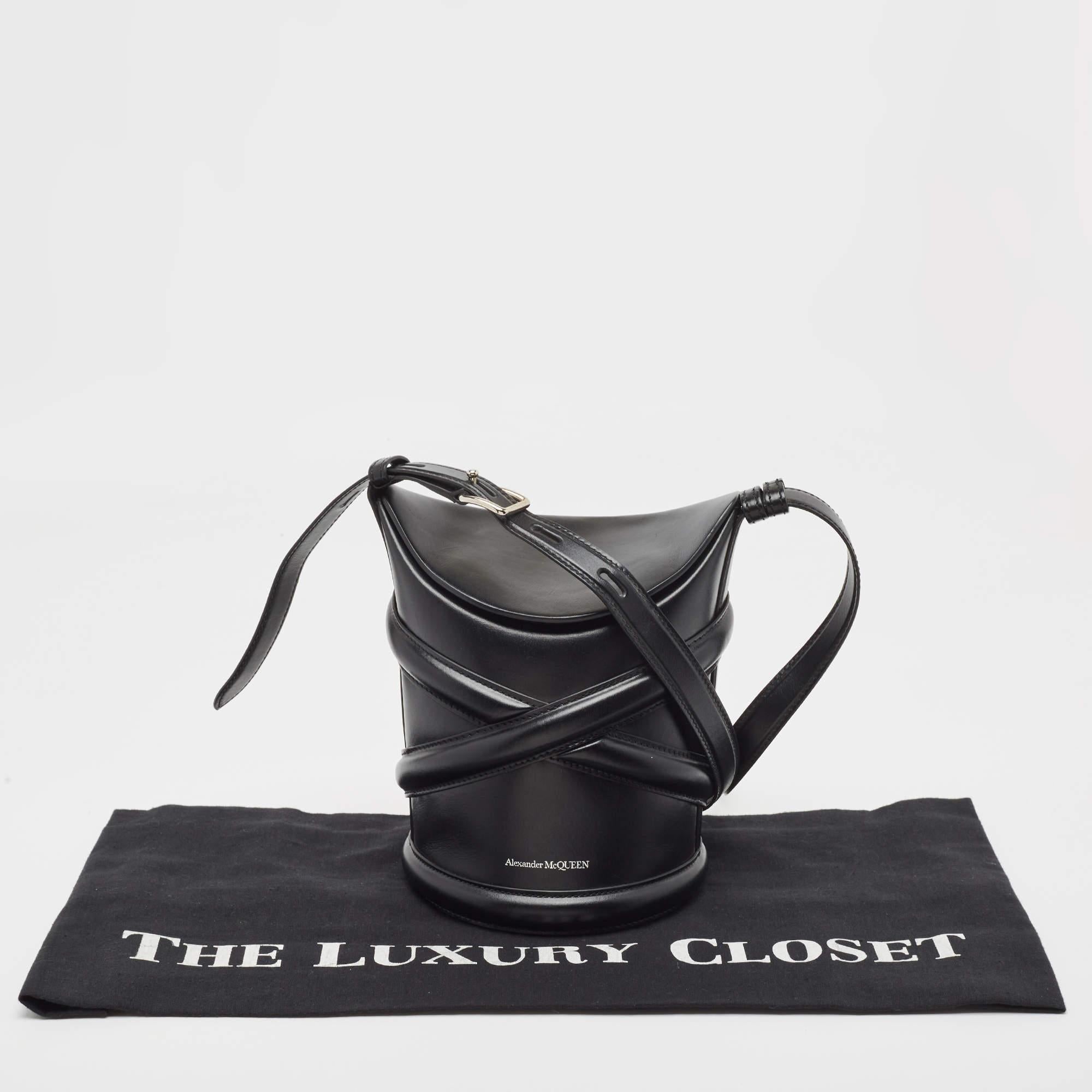 Alexander McQueen Black Leather The Curve Bucket Bag 10