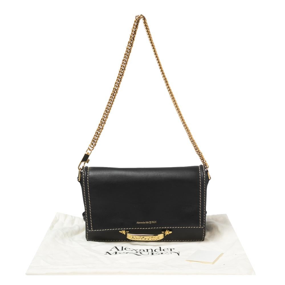 Alexander McQueen - Borsa a tracolla The Story in pelle nera 6