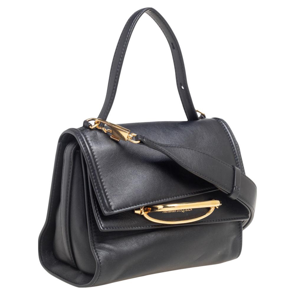 Women's Alexander McQueen Black Leather The Story Top Handle Bag