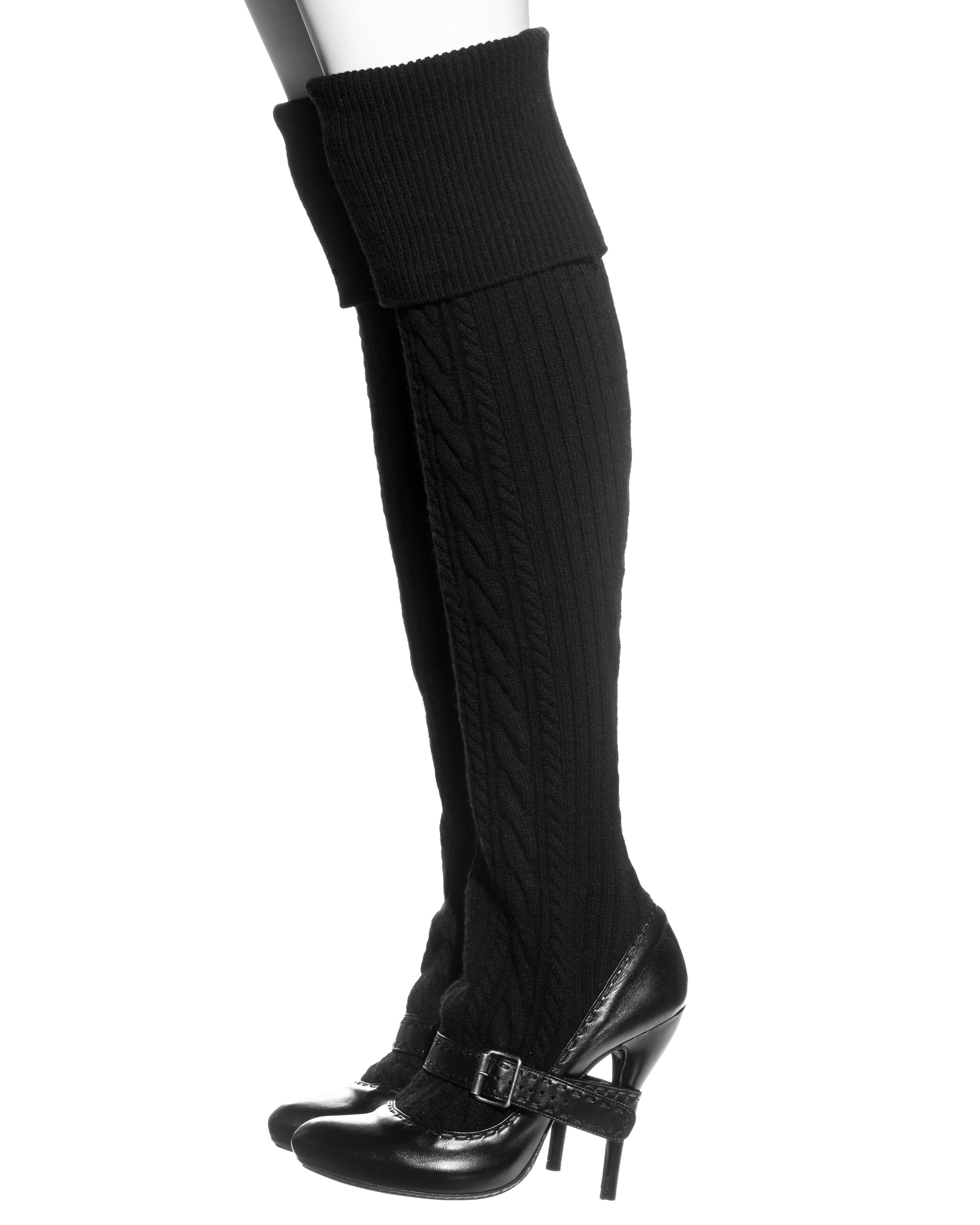 Alexander McQueen black leather thigh-high sock boots, fw 2006