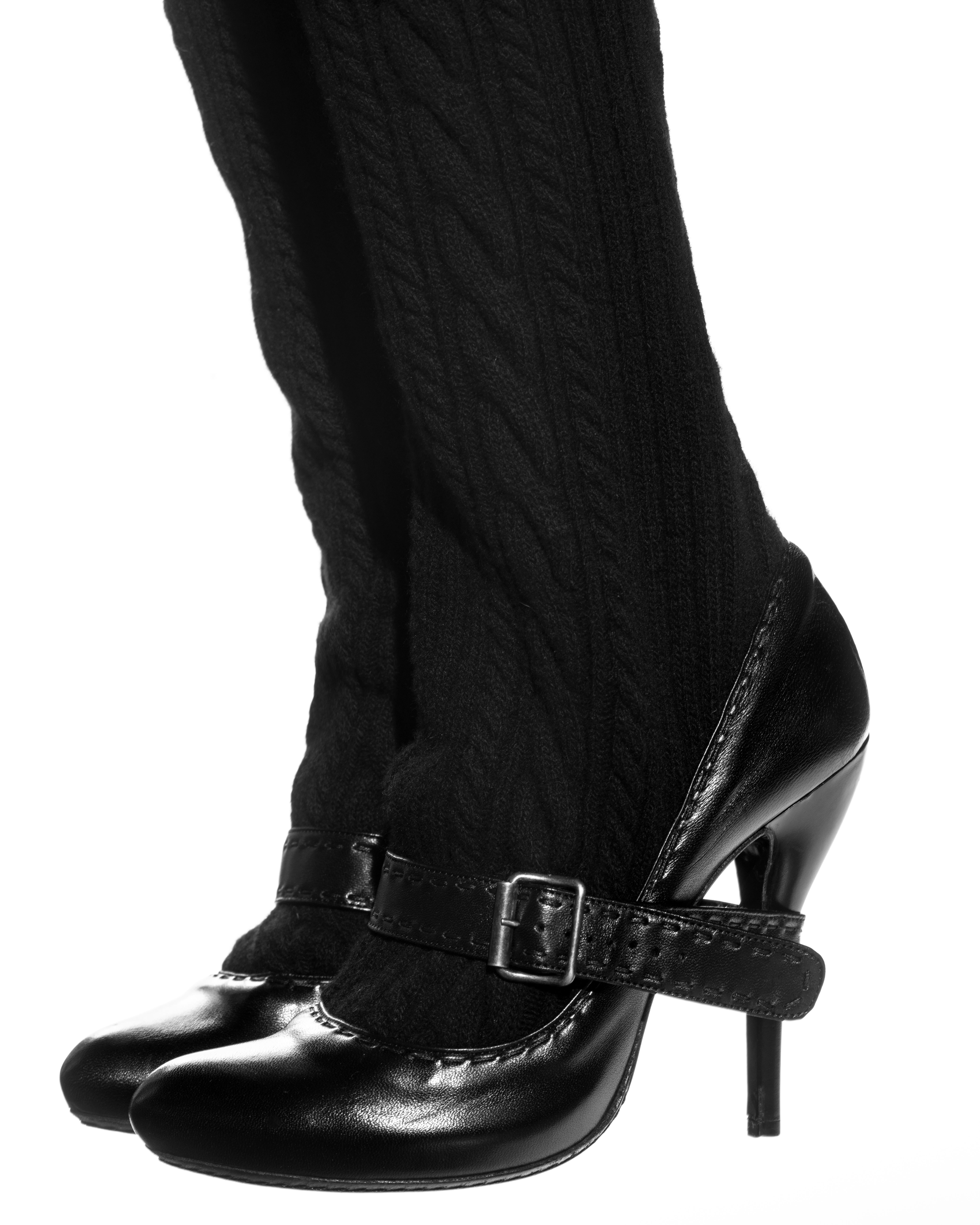 Alexander McQueen black leather thigh-high sock boots, fw 2006 In Excellent Condition For Sale In London, GB