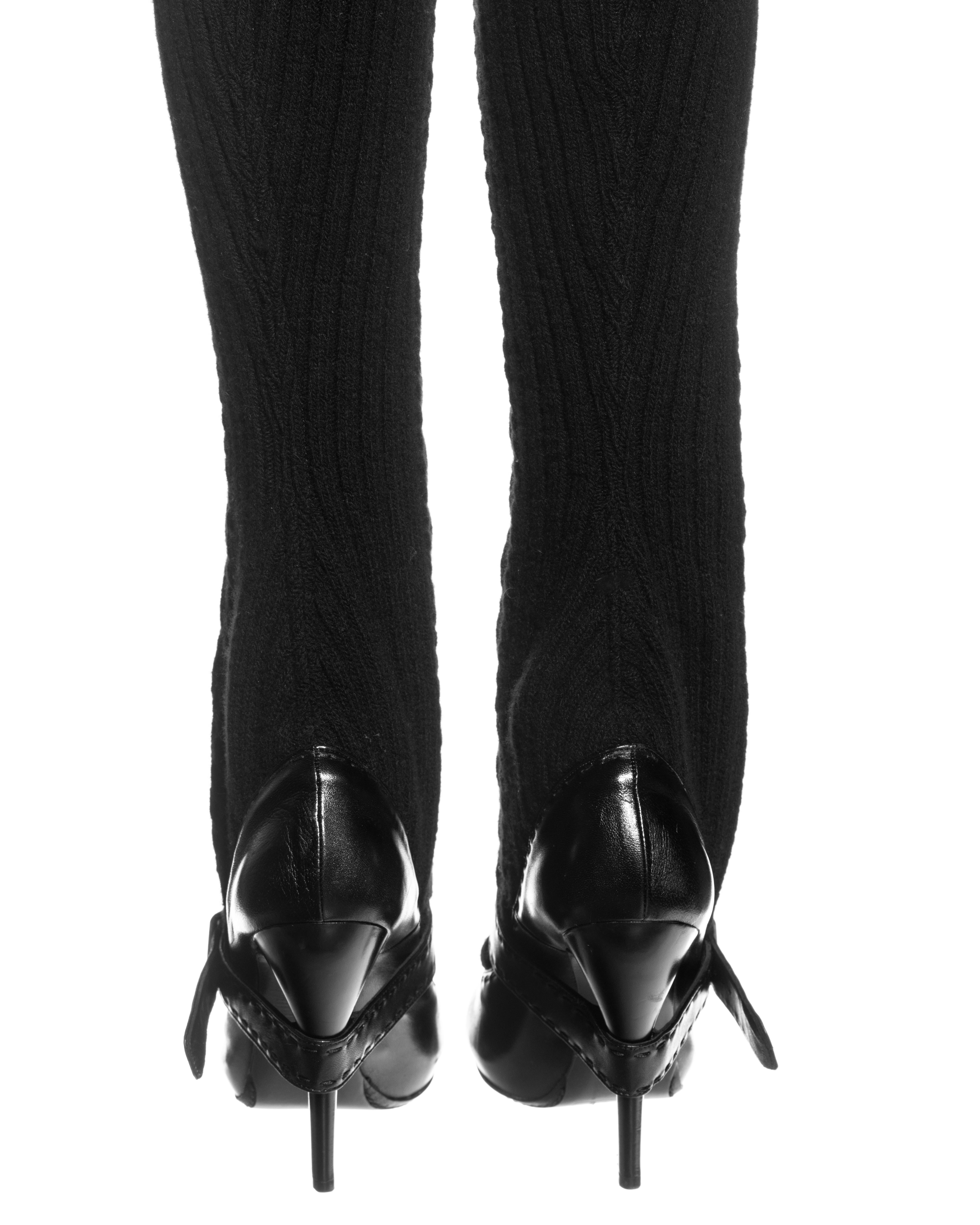 Alexander McQueen black leather thigh-high sock boots, fw 2006 For Sale 1