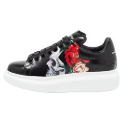 Used Alexander McQueen Black Leather Trainers Sneakers Size 35