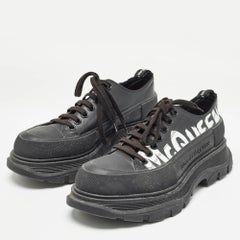 Alexander McQueen Black Leather Tread Slick Sneakers Size 40