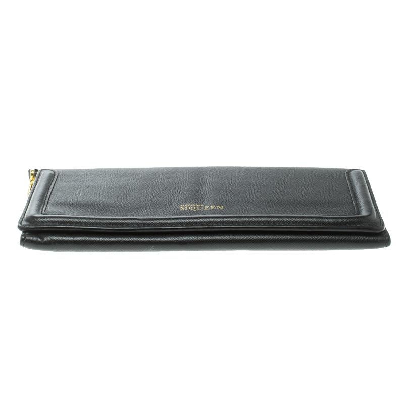 Alexander McQueen Black Leather Trifold Continental Wallet 2