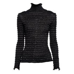 Alexander McQueen Black Leather Turtleneck