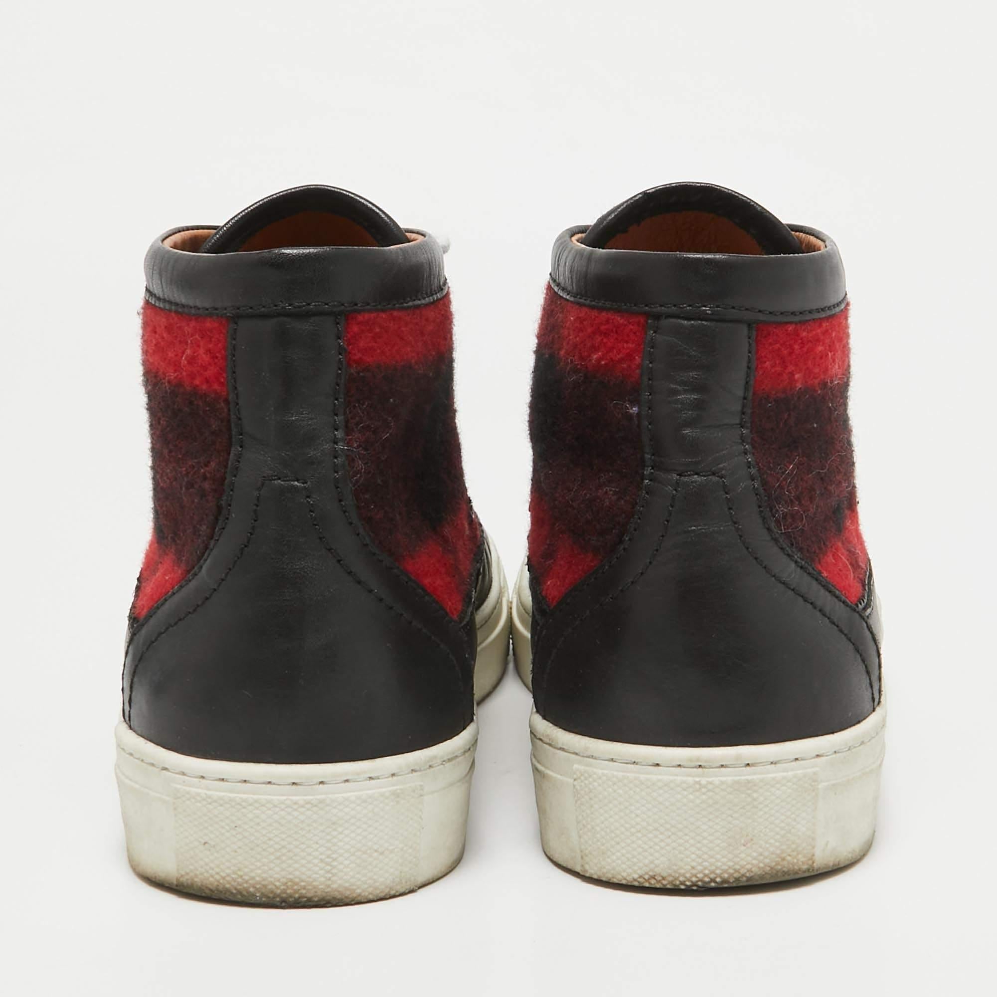 Alexander McQueen Black Leather Tweed Trainer High Top Sneakers Size 42 1