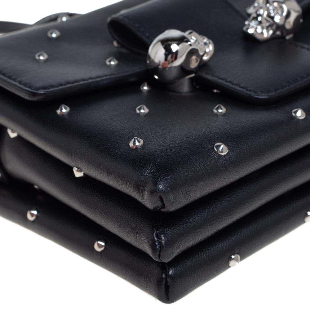 Alexander McQueen Black Leather Twin Skull Studded Crossbody Bag 3