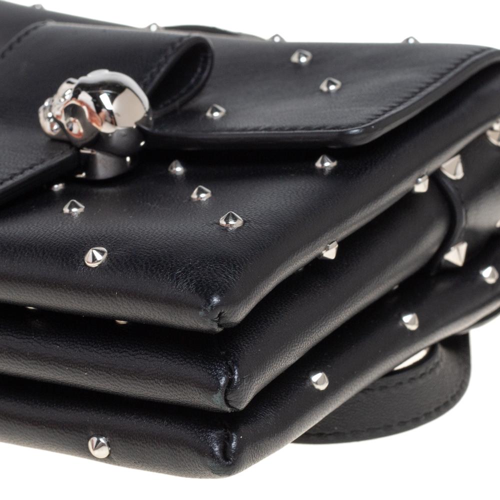 Alexander McQueen Black Leather Twin Skull Studded Crossbody Bag 4